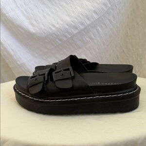 Madden Girl Black Buckle Slide Sandals